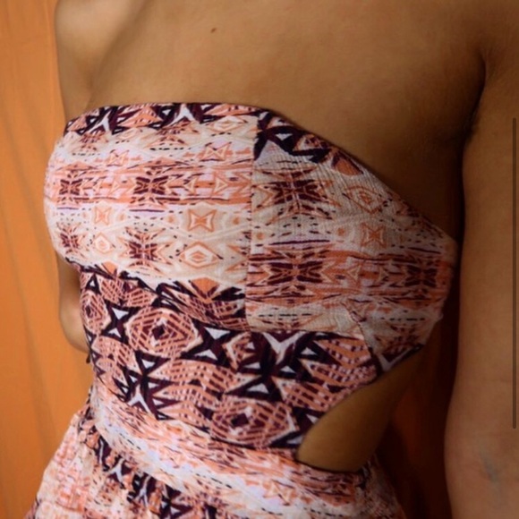 Strapless Boho Mini Dress Small - Picture 2 of 10